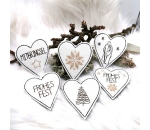 Stickserie ITH - Anhänger Weihnachtsherzen